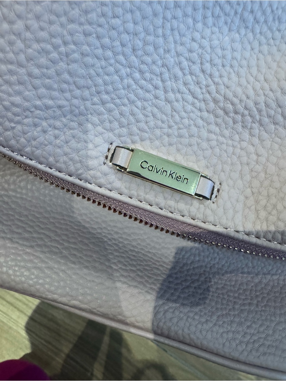Calvin Klein Zulle Mauve Pebbled Leather Backpack with coin/airpods purse - Picture 15 of 16